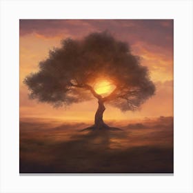 Tree At Sunset 1 Canvas Print