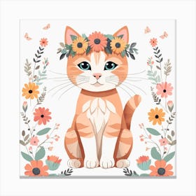 Floral Baby Cat Nursery Illustration (15) Canvas Print