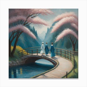 Cherry Blossom Bridge Canvas Print