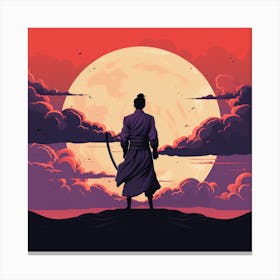 Samurai At Sunset Canvas Print