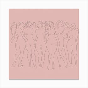 Nude Womans in pink, Body Sketch Canvas Print
