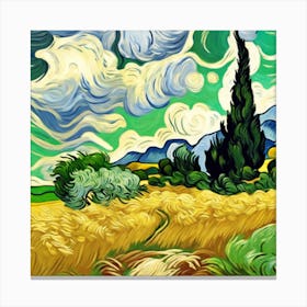 A Wheatfield With Cypresses, Vincent van Gogh 5 Canvas Print