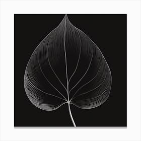 A Minimal Plant Leaf Black 4 Canvas Print