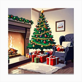 Christmas Tree In The Living Room 7 Canvas Print