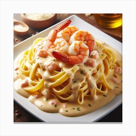 Pasta With Shrimp And Sauce Canvas Print