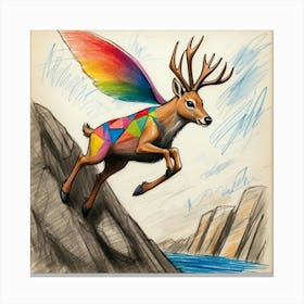 Deer With Rainbow Wings Canvas Print