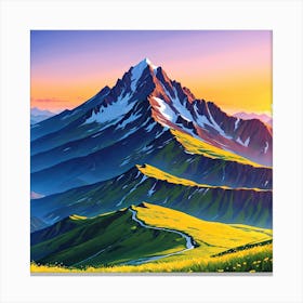 Mountain Landscape Painting, Illustrate A Close Up Of A Blooming Flower With Intricate 1 Canvas Print