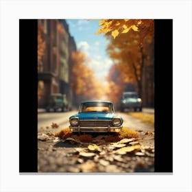 Car In Autumn Canvas Print