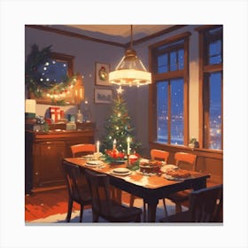 Christmas Dining Room 6 Canvas Print