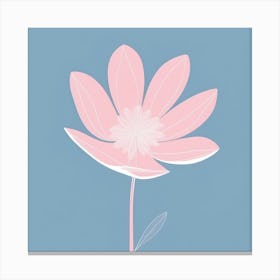 A White And Pink Flower In Minimalist Style Square Composition 357 Canvas Print