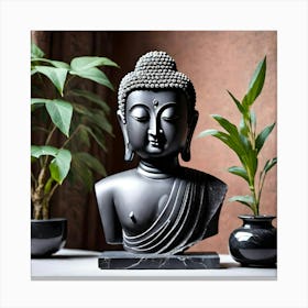 Buddha Statue in black stone Canvas Print