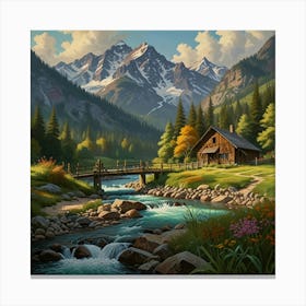 Cabin In The Mountains 2 Canvas Print