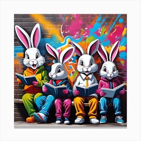 Rabbits Reading 1 Canvas Print