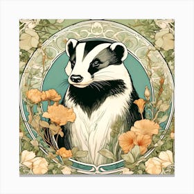 Badger With Orange Flowers Canvas Print