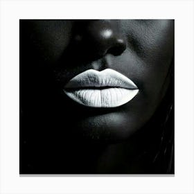 Firefly Lips, Black, Sealed, Silence, Female, Quiet, Mystery, Expression, Symbol, Power, Strength, S (11) Canvas Print