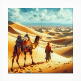 Camels In The Desert Canvas Print