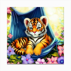 Tiger In A Hammock Illustration Canvas Print