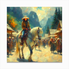 Woman On Horseback Canvas Print