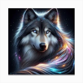 Electric Fantasy Wild Wolf Face 7 Canvas Print