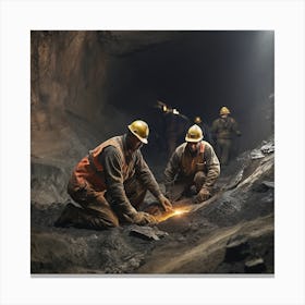 Mine Workers In A Mine 1 Canvas Print
