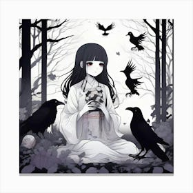 Manga Crow Girl Canvas Print