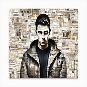 Man With Words - Man In The Newspaper Canvas Print