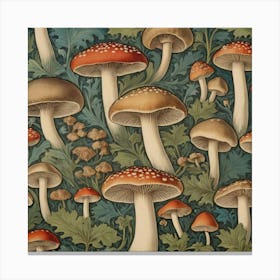 William Morris Print Mushrooms Poster Vintage Textile 2 Canvas Print