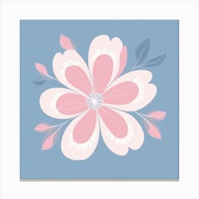 A White And Pink Flower In Minimalist Style Square Composition 244 Canvas Print