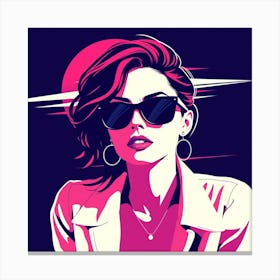 Retro Girl In Sunglasses Canvas Print