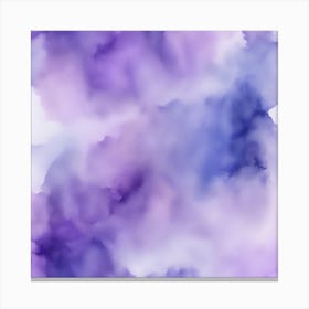 Beautiful periwinkle lavender abstract background. Drawn, hand-painted aquarelle. Wet watercolor pattern. Artistic background with copy space for design. Vivid web banner. Liquid, flow, fluid effect. Canvas Print