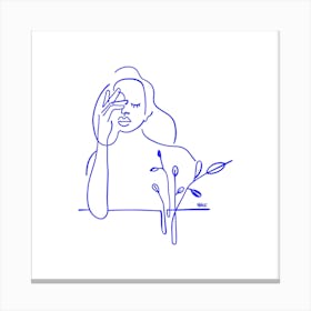 At The Wall Square Canvas Line Art Print