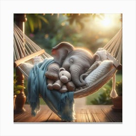 Elephant Sleeping In A Hammock 1 Canvas Print