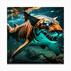 Shark Tiger Hybrid A Sleek Striped Shark With Canvas Print