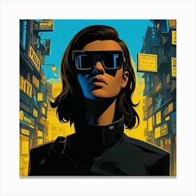 Girl In A Futuristic City Canvas Print