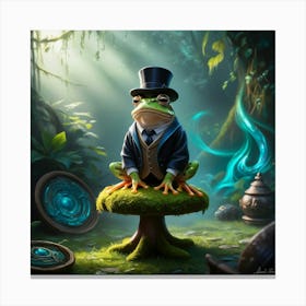 Frog In Top Hat Canvas Print