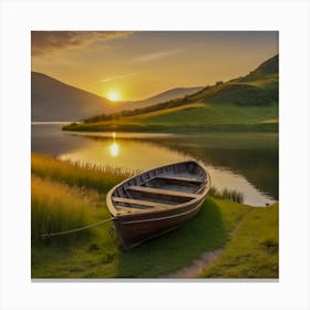 Boat At Sunset Canvas Print