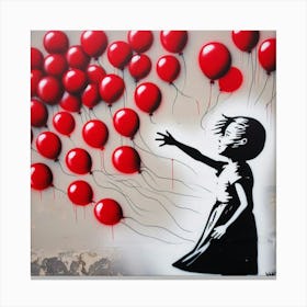 Girl With Red Balloons Canvas Print