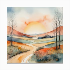 Landscape Watercolor Painting Canvas Print