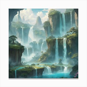 Waterfalls art print Canvas Print