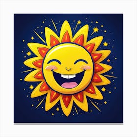 Lovely smiling sun on a blue gradient background 25 Canvas Print