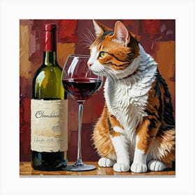 Cat Drinking Wine Canvas Print