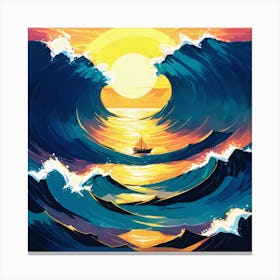 Sunset In The Ocean Canvas Print