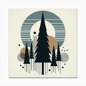 Scandinavian style, Pine forest silhouette Canvas Print