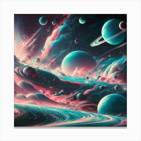 Planets In Space Canvas Print