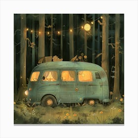 Vw Bus In The Forest Canvas Print
