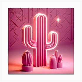 Neon Cactus Canvas Print