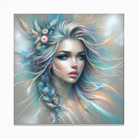 Beautiful Woman With Feathers 1 Canvas Print