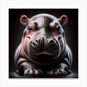 Baby Hippo on black background Canvas Print