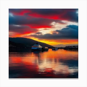 Sunset At The Harbor Canvas Print