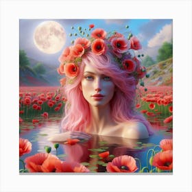 Poppies In The Water Canvas Print